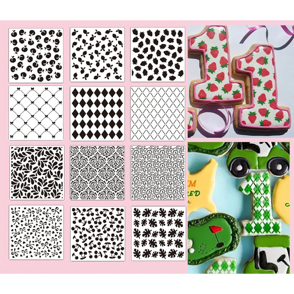 Cookies Pack - 12-Pack Cookie Stencils Set Floral Fruit