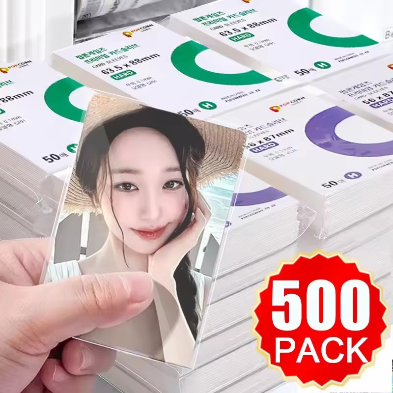 Popcorn - 500Pcs Korea Card Sleeves HD Transparent