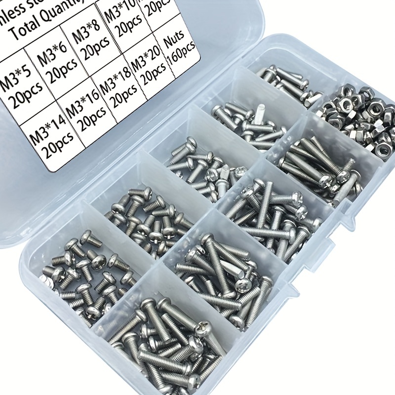 340pcs M3 Stainless Steel Phil - Nuts Mix ulasan dan harga