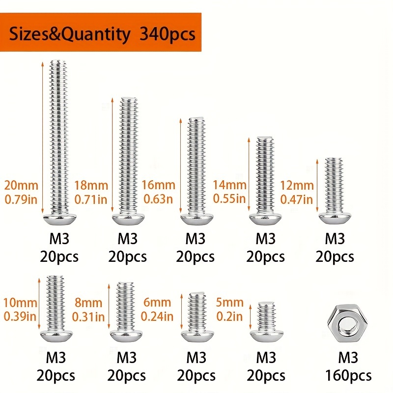 340pcs M3 Stainless Steel Phil - Nuts Mix ulasan dan harga