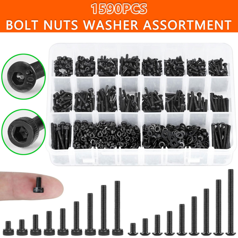 1590PCS M3 Screw Assortment Ki - Nuts Mix ulasan dan harga